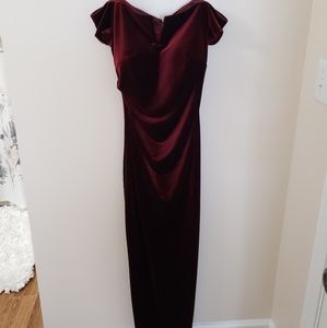 Velvet Dress, off the shoulder, garnet, xscape, padded bra